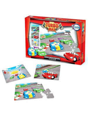 Quebra-cabeça Infantil Progressivo Puzzle Carros Turbo Max 12,24,36 e 48 Pecas 