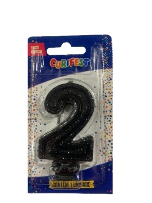 VELA SUPER NUMERO SIMPLES PRETO N 2 - (1732) UN. CURIFEST