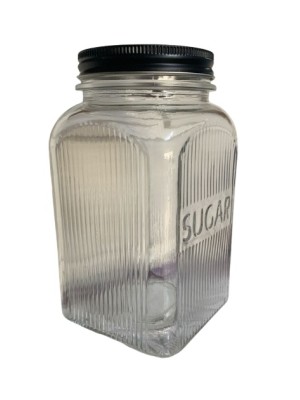 POTE DE VIDRO 1,2L SUGAR QUADRADO COM TAMPA PRETA UN. INGA