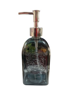 PORTA SABONETE LIQUIDO 490ML VIDRO CINZA UN. INGA