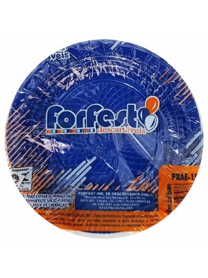PRATO DESCARTÁVEL RASO 15CM C/10PCS AZUL ESCURO UN. FORFEST