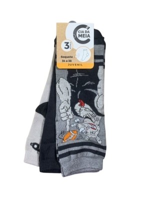 MEIA SOQUETE JUVENIL 3PARES 34-38 UN. CIA DA MEIA