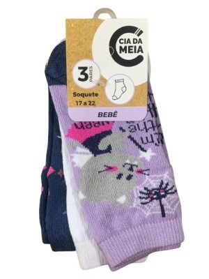 MEIA SOQUETE BEBE 3PARES 17-22 UN. CIA DA MEIA