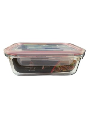 POTE HERMETICO DE VIDRO RETANGULAR 1,04L 20,7X15,4X7CM UN.