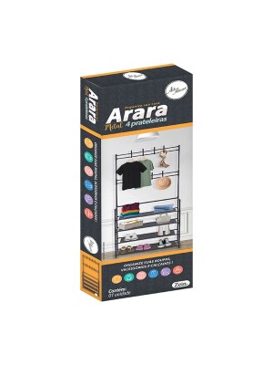 Arara Organizadora 160cm – 4 Prateleiras e 2 Cabides em Metal e Plástico
