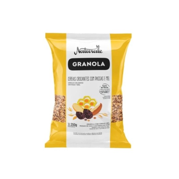 GRANOLA CEREAIS CROCANTES C/ PASSAS E MEL 250G UN. NATURALE