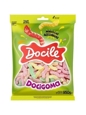 BALA DE GOMA DOCIGOMA MINHOCAS AZEDINHAS 950G UN. DOCILE