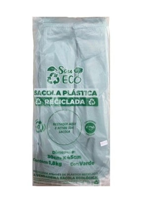SACOLA RECICLADA 30X45X0,06CM 1,8KG VERDE UN.