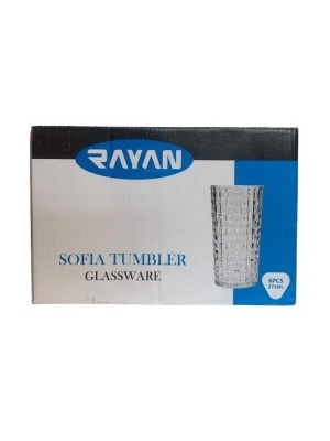COPO DE VIDRO SOFIA 280ML CONJ C/6PCS UN.