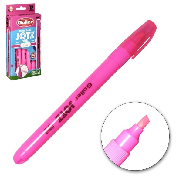 MARCADOR DE TEXTO CX C/12PCS JOTZ STIK ROSA UN.