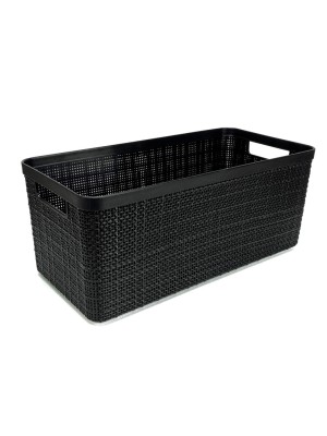 CESTO ECO JUTA ALONGADO GRANDE PRETO 34,5X14,5X16,5CM UN.