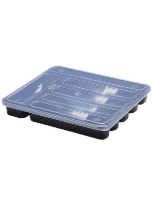 PORTA TALHER GAVETA 6 DIV. EXTRA GRANDE PRETO C/TAMPA 34X29X5CM UN.