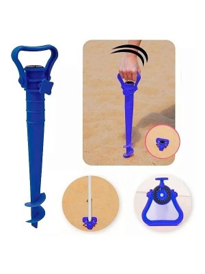 Fura Areia Suporte para Guarda-Sol Praia em Plástico Reforçado, Fixador Universal com Rosca Espiral, Leve e Resistente