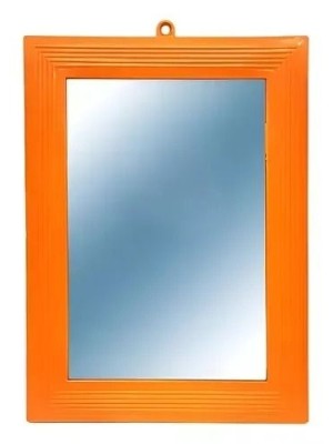 Espelho Retangular Com Moldura Plástica Laranja Uso Geral N° 14