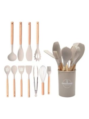UTENSILIOS DE SILICONE PARA COZINHA E PLASTICO C/12PCS UN.
