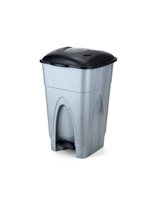 LIXEIRA 17 LITROS C/PEDAL PRATA/TPA PRETA UN.