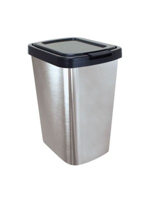 LIXEIRA 9 LTS C/TAMPA LABEL INOX UN.