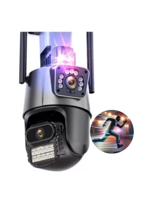 CÂMERA SEGURANÇA IP ZYHUM A38 LENTE DUPLA 6MP PRETA COM VISÃO NOTURNA E APP ICSEE