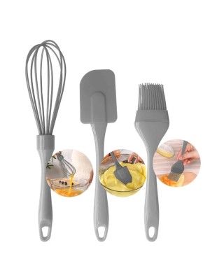 UTENSILIOS KIT C/3PCS CONFEITEIRO DE SILICONE CINZA UN.