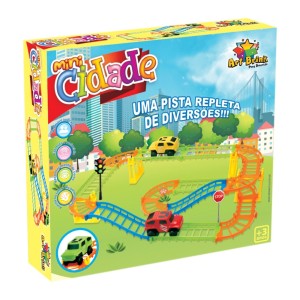 PISTA MINI CIDADE C/ CARRINHO A PILHA C/ 26PCS UN.