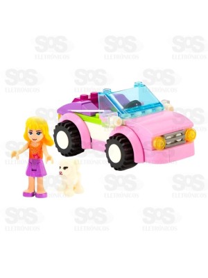 Blocos de Montar Menina Rosa Castelo Carruagem Cafeteria Trenzinho Jetsky Princesa Casa Barbi Poly