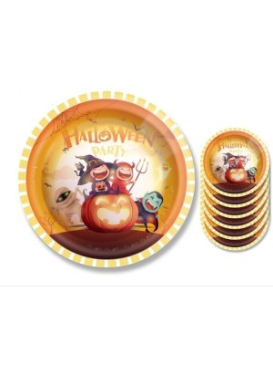 Prato de Papel Halloween Party 18cm c/8pcs Descartável Festa Infantil e Adulto