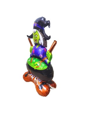Balão Metalizado Bruxa Caldeirão 60x115cm Decoração Festa Halloween Temática