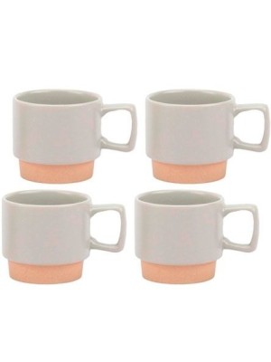 Conjunto 4 Canecas Cerâmica 120ml Verano Diversas Cores para Cha da Tarde Cantinho do Cafe