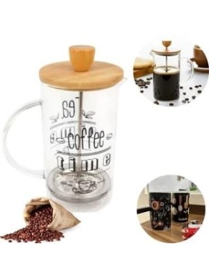 Cafeteira Prensa Francesa Greenbank 600ml de  Vidro e Tampa de Bambu