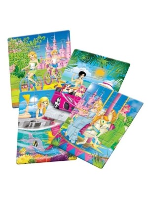 Quebra Cabeça Puzzle Progressivo Bridy e as Princesas com 12/24/36 e 48 Peças 