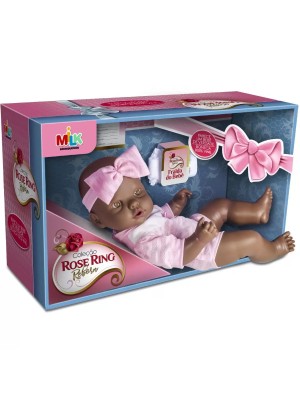 Boneca Coleção Rose Ring Reborn Negra Boneca Realista Soft Brinquedo Infantil Educativo para Crianças e Colecionadores