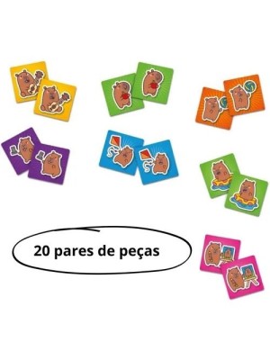 Jogo da Memória Capivara Pais & Filhos 40 Peças – Brinquedo Educativo Infantil, Desenvolvimento Cognitivo e Diversão em Família