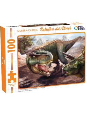 Quebra-Cabeça Batalha dos Dinos 100 Peças Pais & Filhos – Educativo Infantil