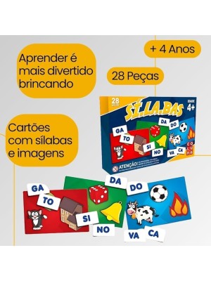 Jogo Sílabas 28 Peças Pais & Filhos – Educativo Infantil de Alfabetização