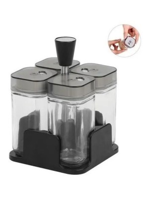 Porta Condimentos de Vidro com 4 peças – moderno, prático e elegante. Mantém temperos organizados, frescos e sempre à mão. Ideal para sal, pimenta