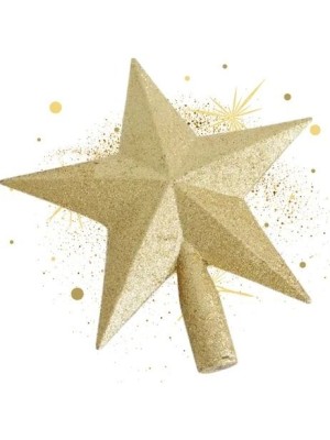 Ponteira Estrela Glitter 12cm para Árvore de Natal – Enfeite Decorativo, Ornamento Brilhante, Decoração Natalina Clássica e Elegante