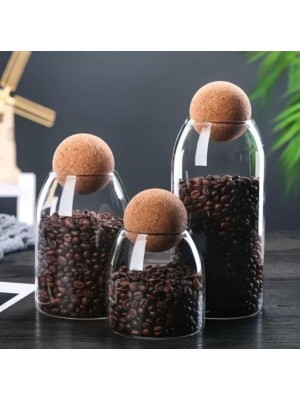 Pote de Vidro 950ml com Tampa de Cortiça – Elegante e Ideal para Armazenar Grãos