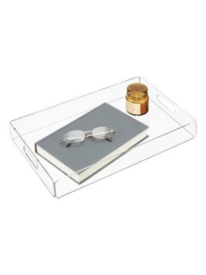 Bandeja Acrílica 33x23,5cm Retangular Transparente Multiuso para Servir, Decorar e Organizar