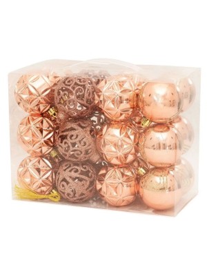 Kit Bola de Natal 24 Unidades 6 cm– Enfeites Decorativos Natalinos com Glitter Sortido para Árvore, Festas e Ambientes Comerciais