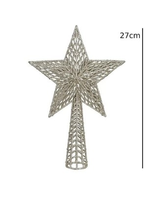 Ponteira para árvore de Natal estrela 18x25cm decorativa com glitter ou metalizado para topo de árvore natalina elegante e brilhante