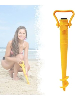 Fura Areia Suporte para Guarda-Sol Praia em Plástico Reforçado, Fixador Universal com Rosca Espiral, Leve e Resistente