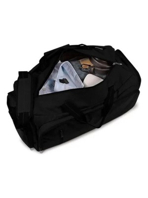 Bolsa WTeen Nylon Crease Preta Grande com Bolsos e Porta-Objetos Reforçada para Academia, Viagem e Uso Diário