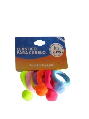 ELÁSTICO PARA CABELO COLORIDO C/6 PEÇAS GP6 – RABICÓ MACIO, RESISTENTE E IDEAL PARA USO DIÁRIO