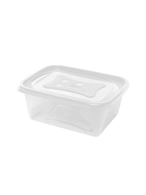 Organizador Retangular 420ml – Pote Plástico Transparente, Tampa com Encaixe, Ideal para Lanches, Porções, Temperos e Organização da Geladeira