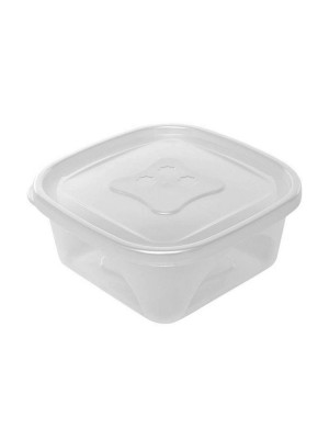 Pote Quadrado Médio 690ml – Pote Transparente com Tampa, Ideal para Porções, Lanches, Freezer, Geladeira e Organização da Cozinha