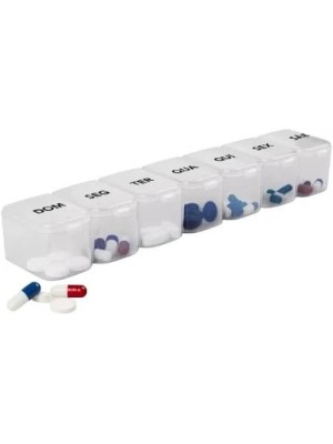 Porta Comprimido com 7 Divisórias Semanais – Organizador de Remédios Prático para Uso Diário e Viagens