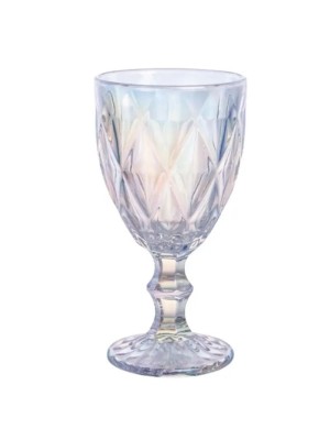 Taça de Vidro Furtacor Milbali 330ml Para Água, Vinho e Drinks – Vidro Lapidado Iridescente Elegante Para Mesa Posta e Decoração