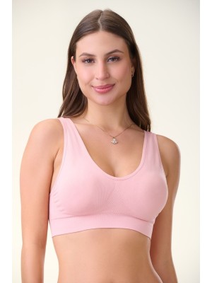 Top Rosa Adulto G Sem Costura com Bojo Removível, Confortável, Anatômico, Toque Suave e Ideal para Uso Diário