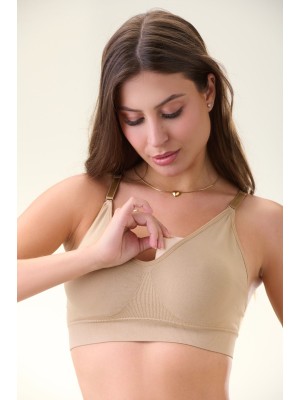 Sutiã Bege Adulto M Sem Costura com Bojo Estruturado e Alças Removíveis, Confortável, Versátil e Ideal para Uso Diário