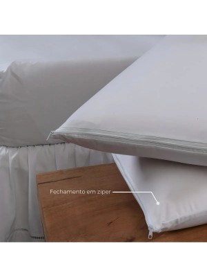 Protetor de Travesseiro Impermeável 70x50cm Branco com Zíper Proteção Contra Líquidos e Sujeiras